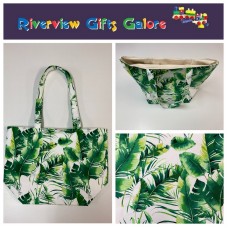 Large Tote Bag - Tropical Leaves on White Large Tote Bag - Tropical Leaves on White